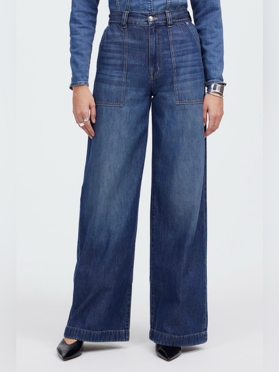 Madewell Denim - Madewell Airy Superwide Leg Utility Jeans Lindewood Wash Lyocell Blend Size 24